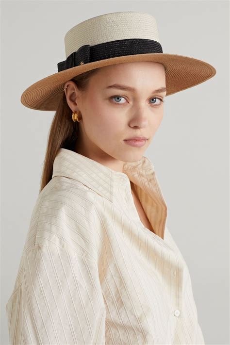 gucci wide brim hat black women|Gucci straw hat women.